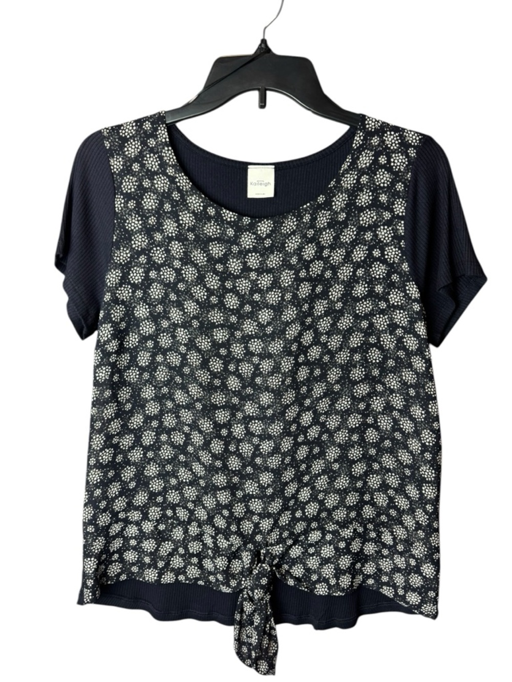 Kaleigh Navy Mixed Material Ribbed CT6207 - Small